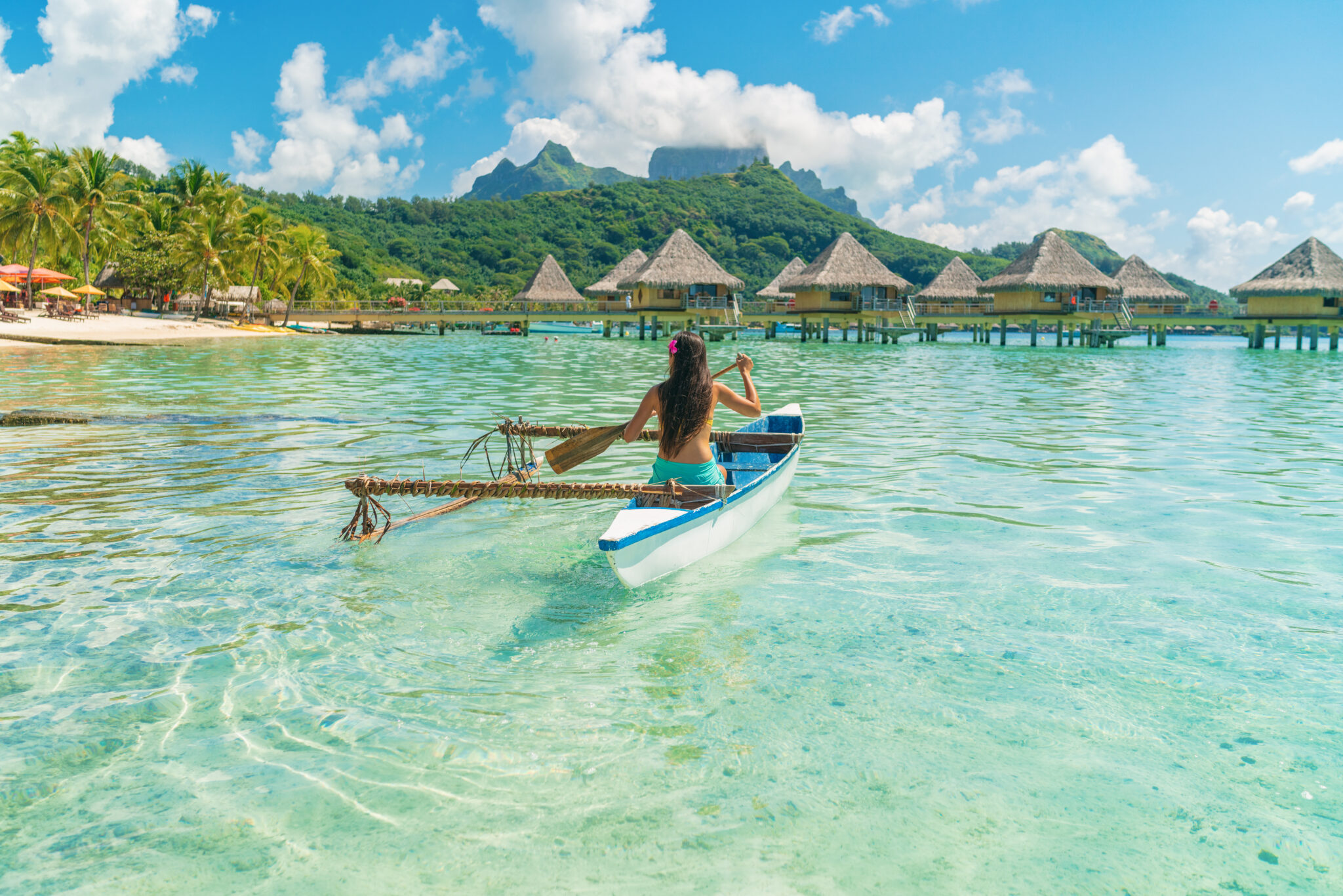 French,Polynesia,Tahiti,Travel,Vacation,Concept.,Outrigger,Canoe,Polynesian,Watersport