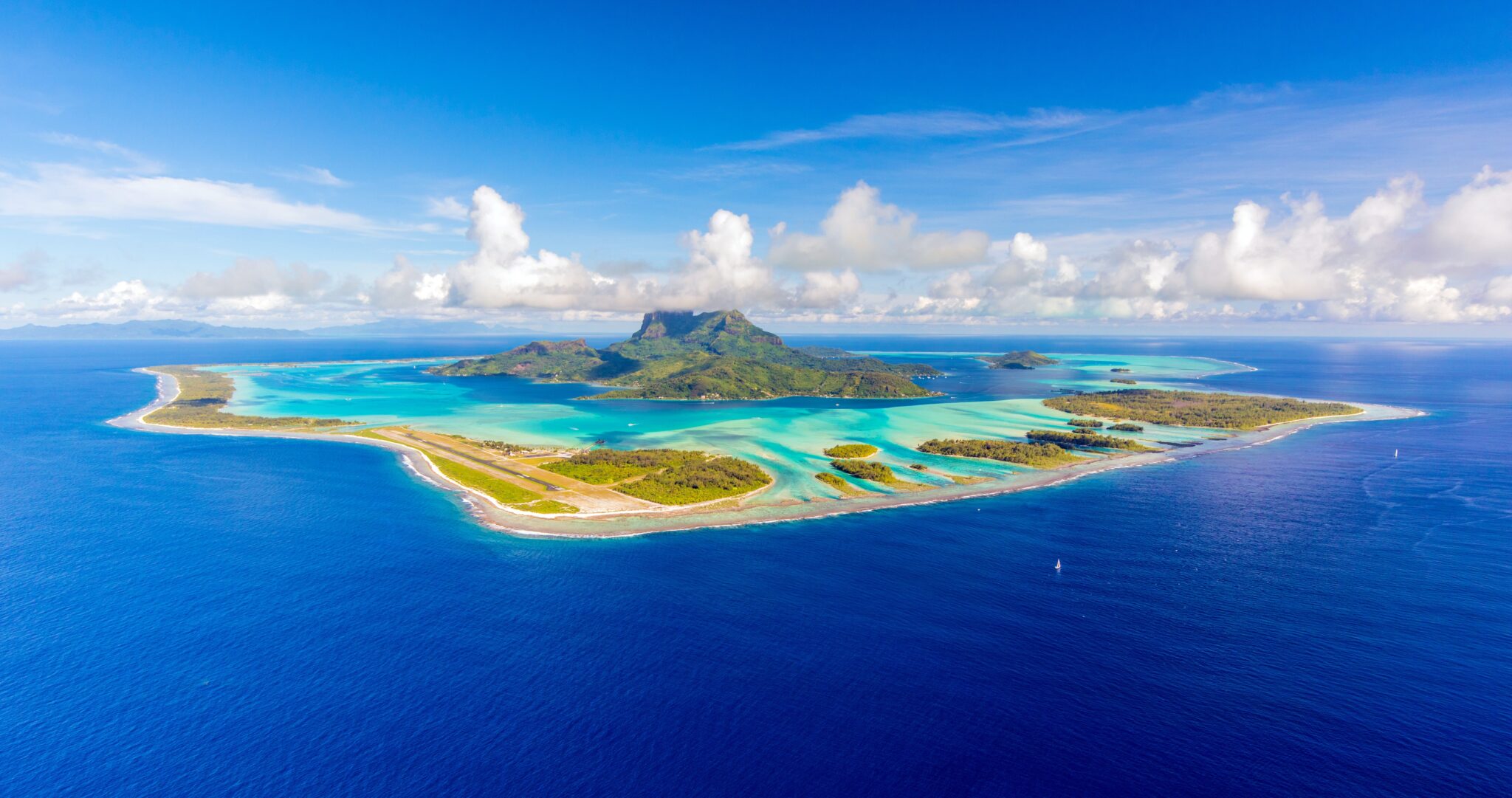 Aerial,Panoramic,View,Of,Bora,Bora,,French,Polynesia,And,Its