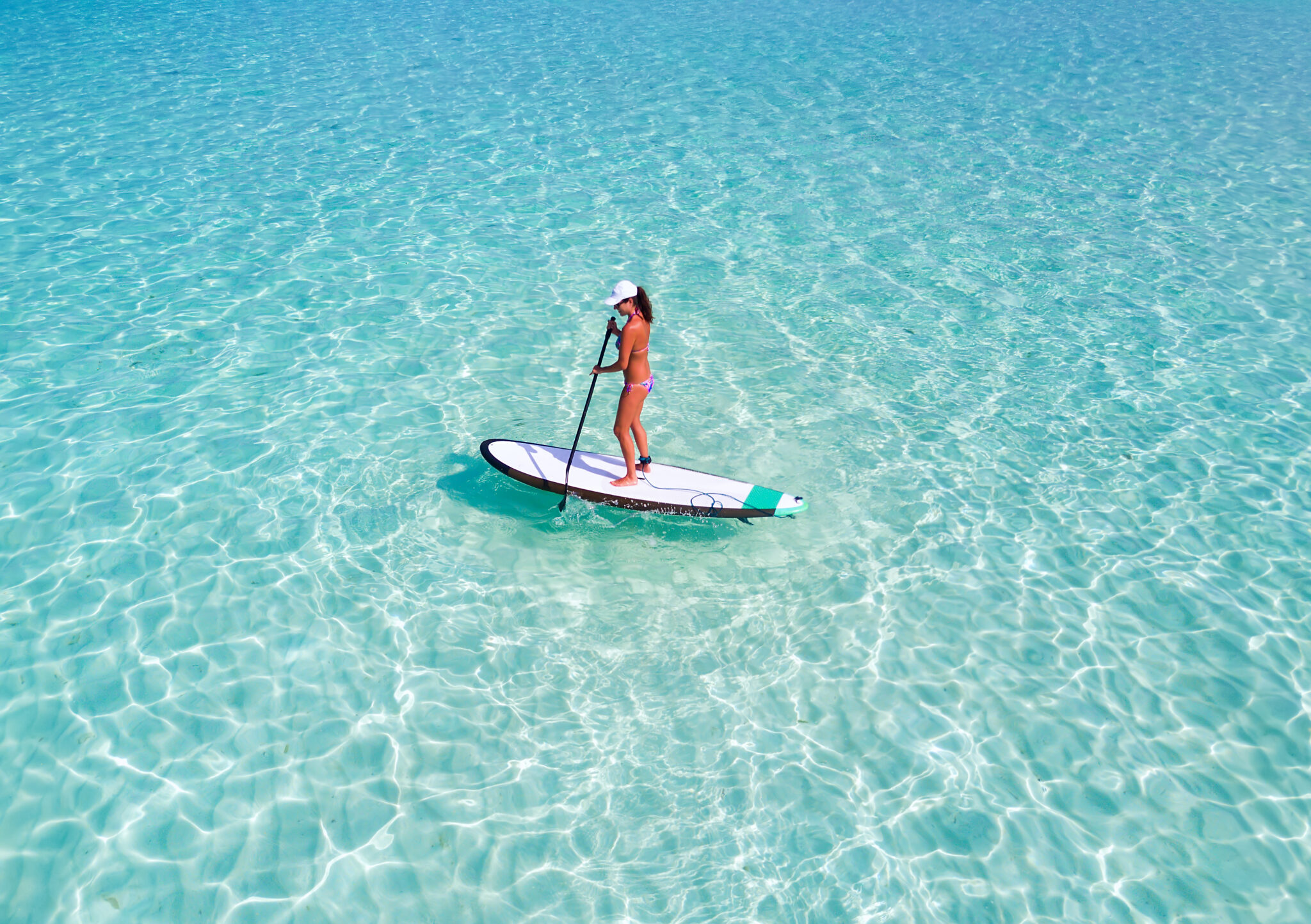 Sportive,Woman,On,A,Stand,Up,Paddle,Board,(sup),Over