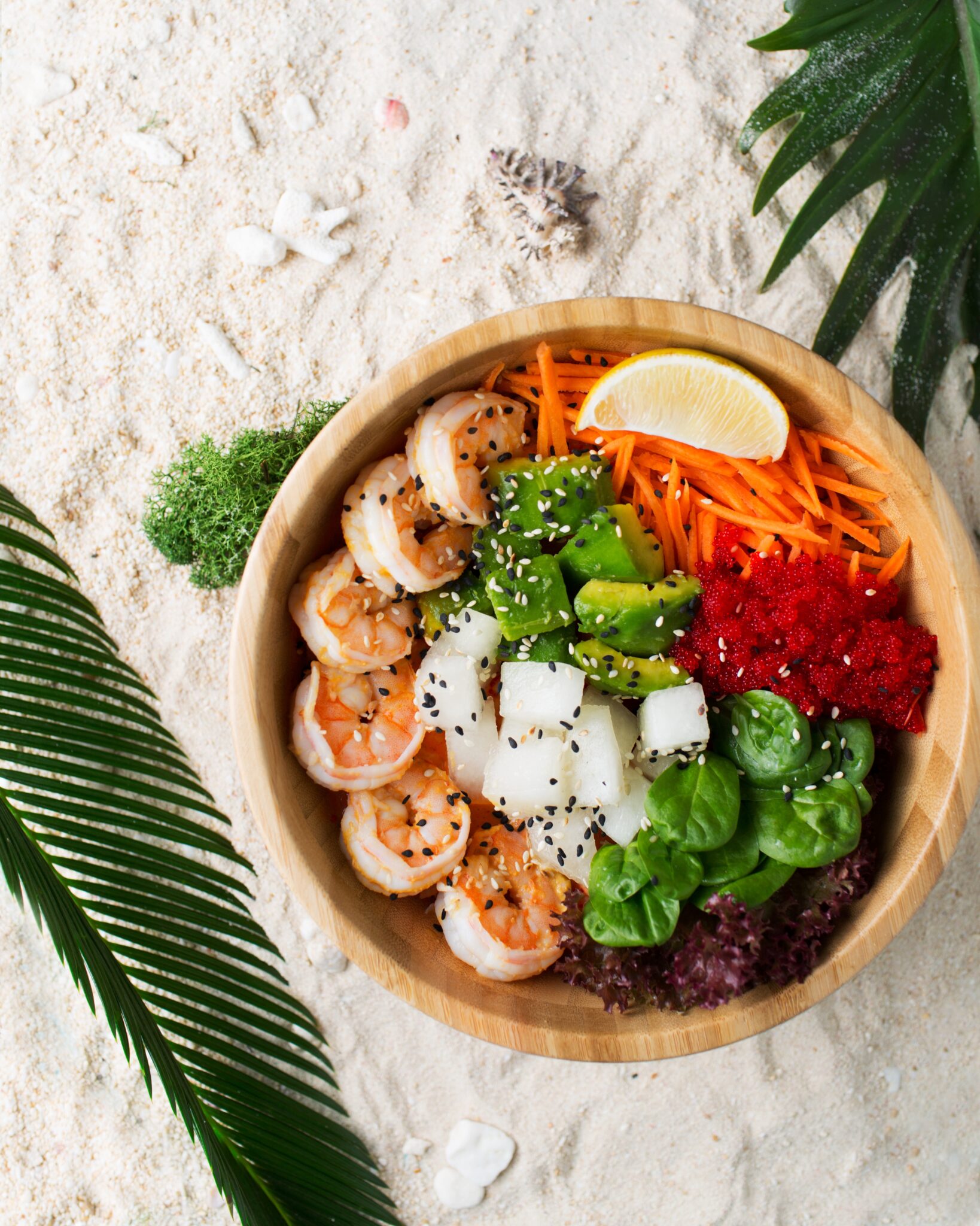 Hawaiian,Cuisine.,Poke,With,Shrimp,And,Melon.,Tropical,Food,With